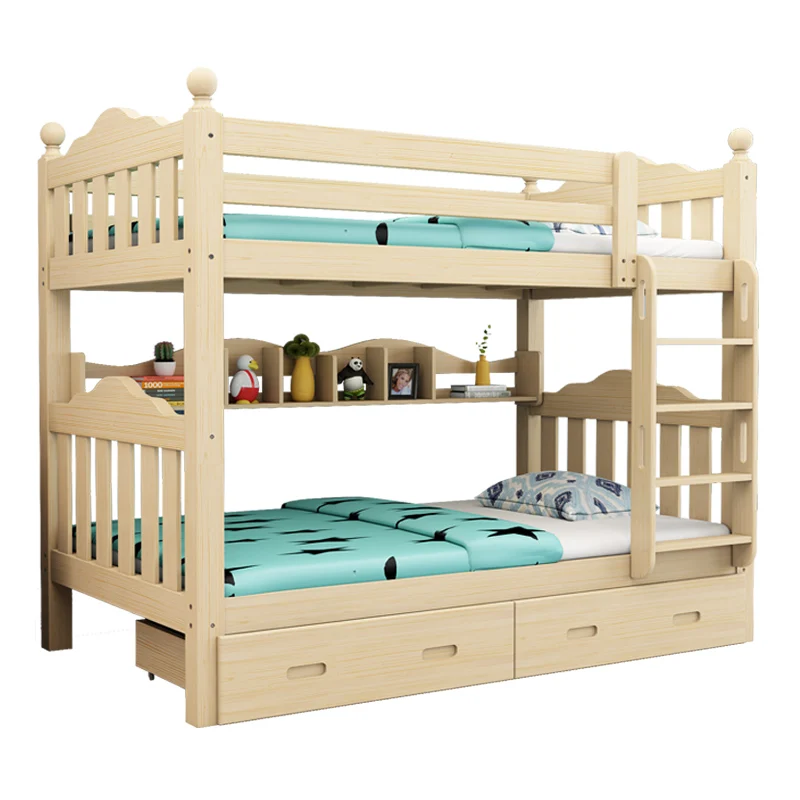 New Design Solid Pine Wood Plank Children Bunk Beds Kids Bunk For Bedroom