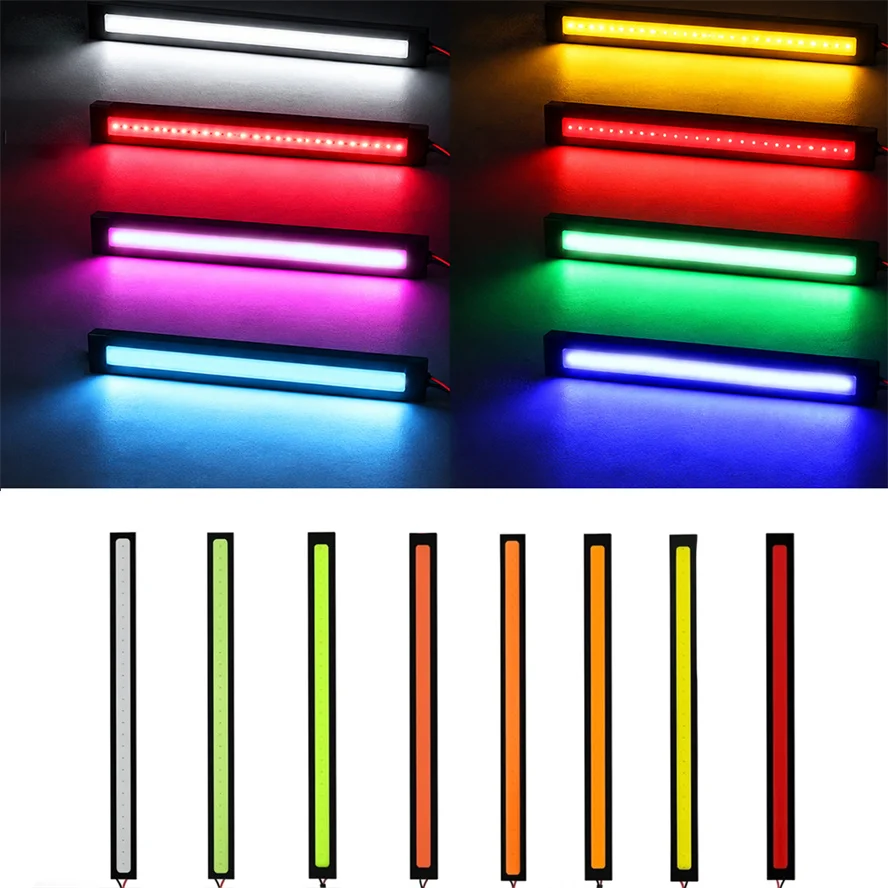 1-10PCS 17CM Fita de Luz LED COB para Carro, Luz de Neblina e Estacionamento à Prova d'Água para Caminhões e Veículos, Decoração Interior
