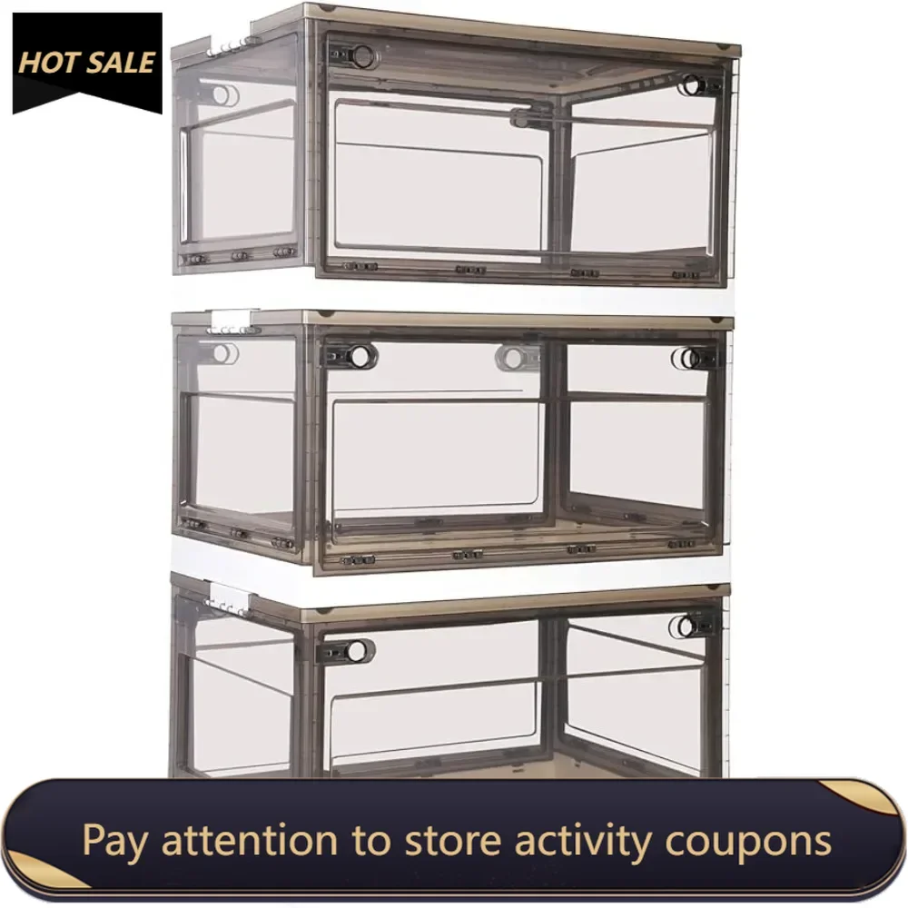 Home and Camping Cabinet (100Quarts+3Pcs Plastic Organizer Box Shelf 2 Ways to Open for Playroom White) Freight Free Luggage