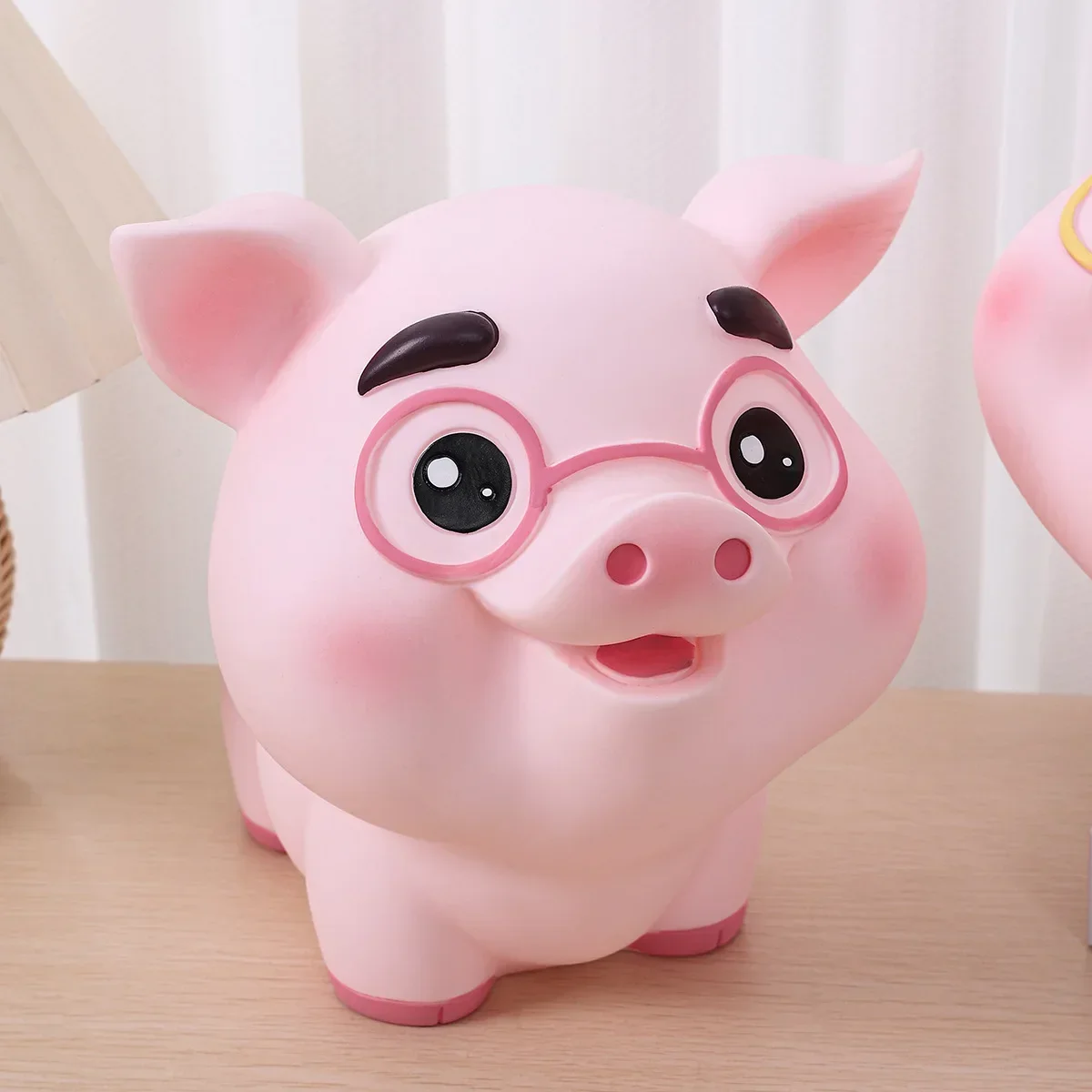 Cute Pig Coin Money Bank, Shatterproof Piggy Bank, Creative Money Bank, Can Store 1800 Coins, Best Bitrthday Gift, Glasses Piggy