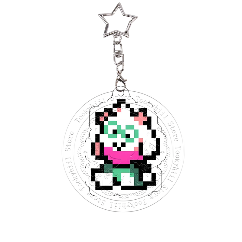 Pixel Deltarune Acryl-Schlüsselanhänger Taschen-Deko-Accessoires Sans Chara Schlüsselring Frisk Anhänger Berdly Charaktere Ralsei Geburtstagsgeschenk – Detail 2