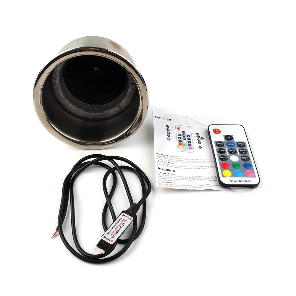 7Colors DC 12V Colorful LED RGB Stainless Steel Drink Cup Holder with Remote Control For Marine RV Truck Cars