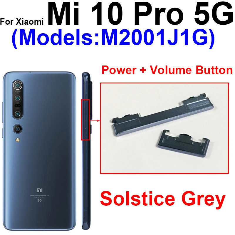 On Off Power Volume Side Button For Xiaomi Mi 10 Mi 10 Pro Mi 10 Lite Mi 10T Lite Power Volume Side Keys Spare Parts