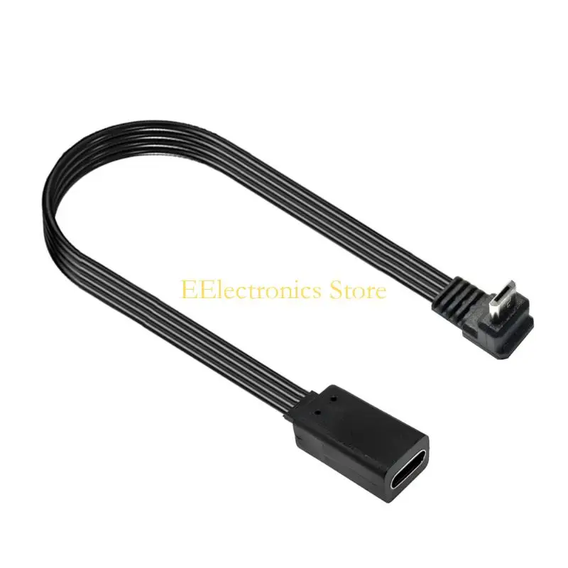 B03C Angled Microed USB Male To USB C Female Adapter Cable 480Mbps Data Transfer 10W Power for Camera Lamp Gadgets