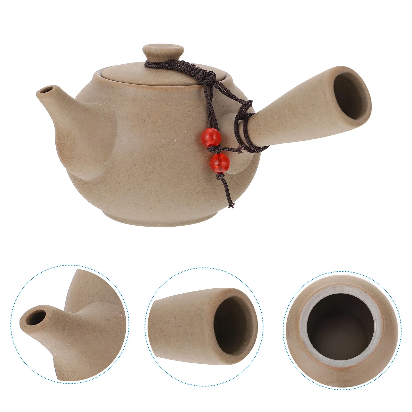 

1Pcs Crude Pottery Teapot Classic Look Material Home Kitchen Tea House Decorative Gift Premium Teapot Hotel Tea Kettle