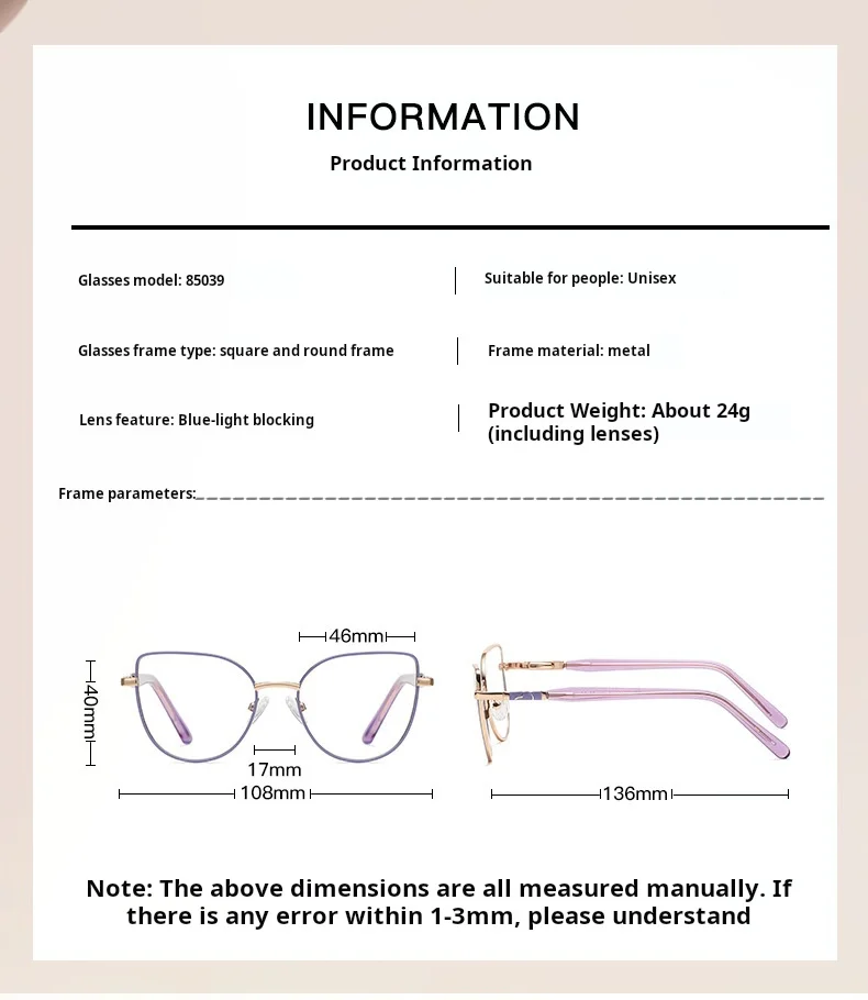 Xbora 85039 Eyeglasses — Frame Dimensions & Sizing Chart