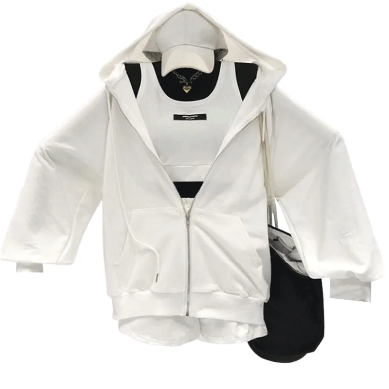 

Womens 2 Piece Workout Sets Lounge Matching Sets Zip Up Hoodie And Skirt Gym Clothes Yoga Outfits White XL