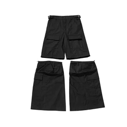 Pantalon cargo évasé High Street pour hommes et femmes, multi-poches, poignées amovibles, vêtements de travail, salopette solide, Y2K