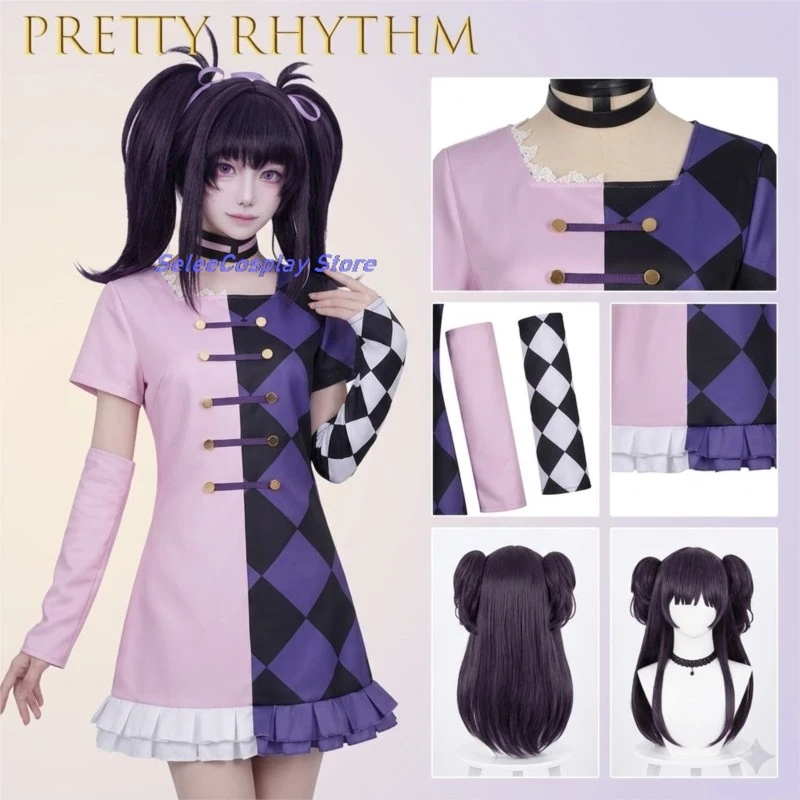 

Pretty Rhythm Juri Kurebayashi Cosplay Costume Halloween Female Clown Anime Performance Outfit Kawaii Lolita Gothic Party Cute