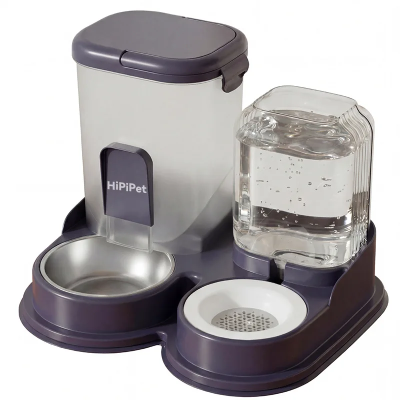 Comedero y bebedero 2 en 1 para gatos y perros acero inox automático - imagen 2