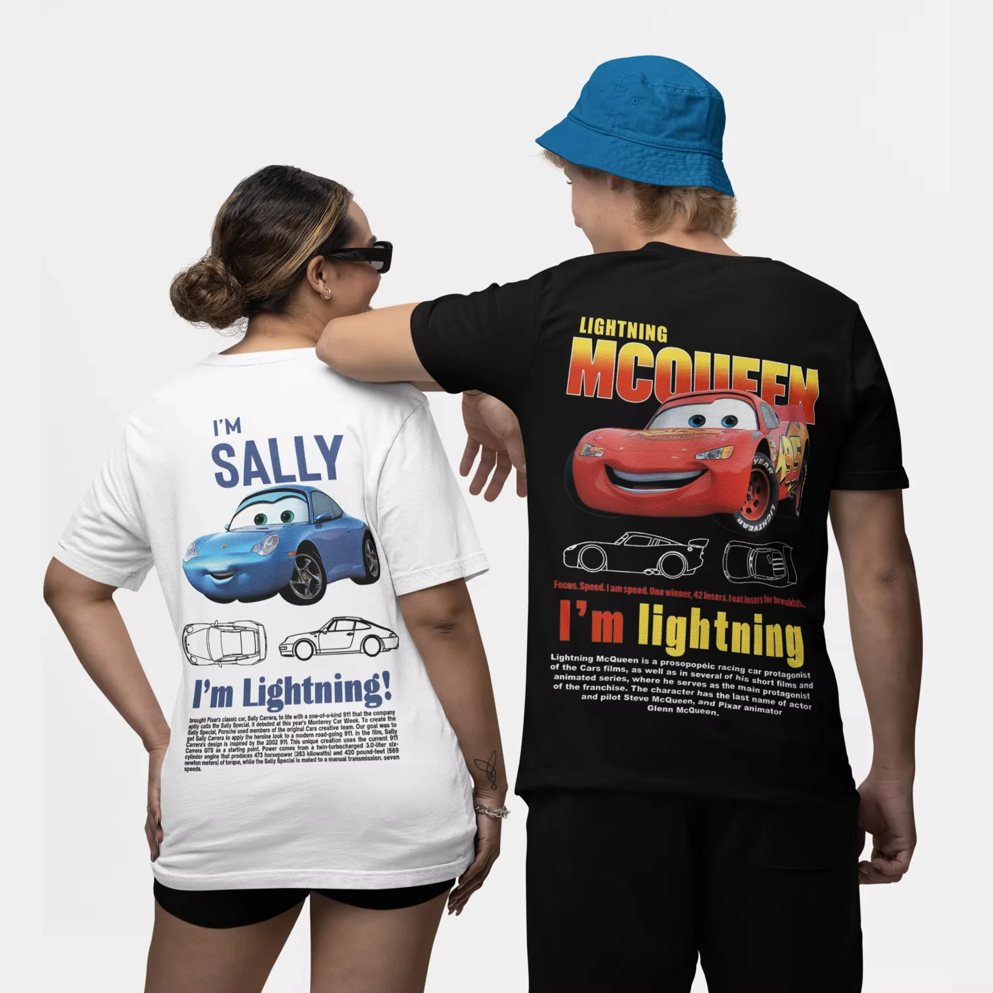 Sally I\'m Lightning Cars Mcqueen Graphic T Shirts for Men Summer Funny Printed Men\'s Women\'s  Cotton Tops Unisex Casual Clothes