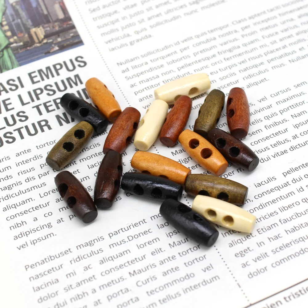 50PCs/lot Olive button for Craft And Scrapbooking 20mm 2 Holds Wood Sewing Toggle Buttons Cloth Accessories