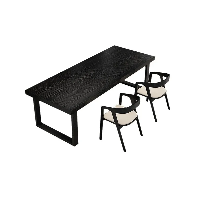 

Chinese all-solid wood desk, office large board tea table and chair combination