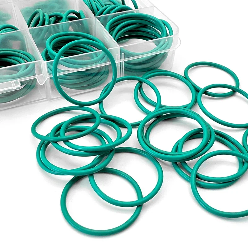 Cross Section 1.9mm Green FKM O Ring 225Pcs Chemical Corrosion Resistant Seal Gasket Hydraulic Auto Pipeline Fittings