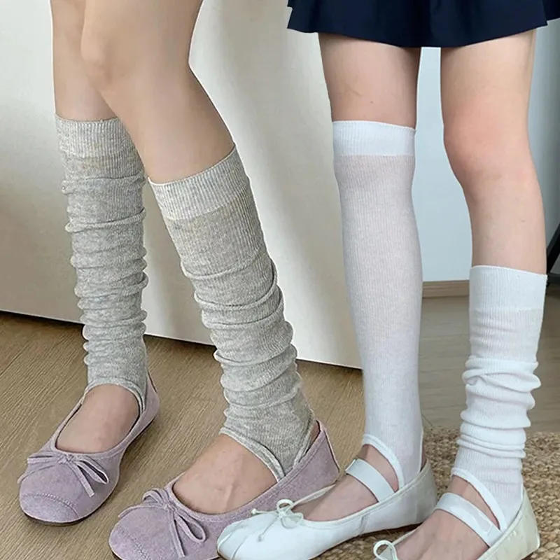 

4pcs Korean Summer Thin Stocking Ballet Style Cotton Foot Cover Knee Half Leg JK Girls Soft Breathable Socks for Women Stockings