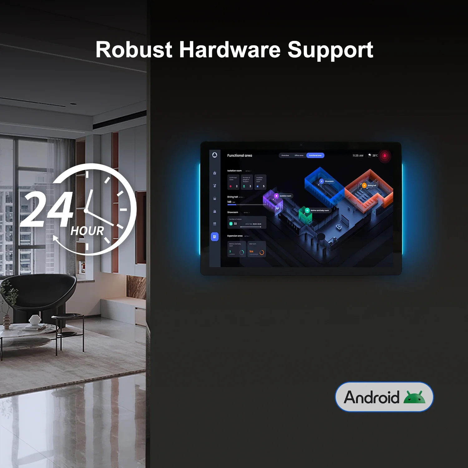 

Android Tablet Smart Home Control Panel Wall Mount 8" SC9832 3+32GB 4G POE RS485 Hotel