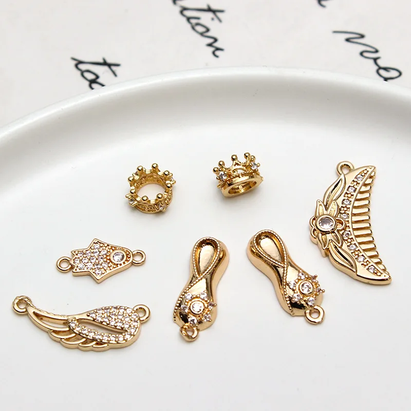1pcs Copper Inlaid Zircon Starry Sky Moon Star Angel Jewelry Accessories Pendant Diy Bracelet Earrings Necklace Material Charms