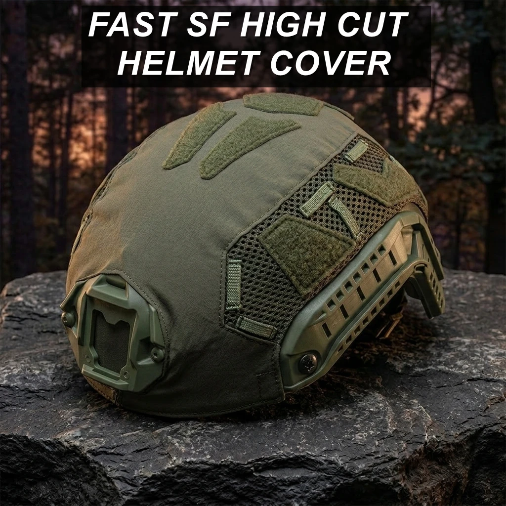 ​Upgrade FAST SF Super High Cut Helmet Cover Breathable Magic Patch Mount Outdoor Hunting Shooting Airsoft Helmet Cover