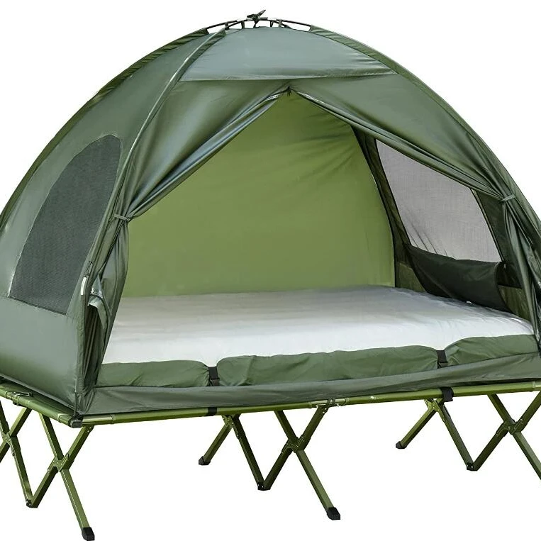 GIBBON Extra Large Compact Pop Up Portable Folding Outdoor Elevated All in One Camping Cot Tent Combo Set