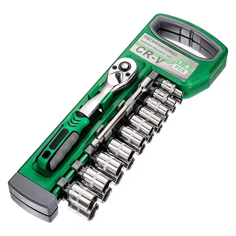 

1/4 3/8 1/2 Inch Ratchet Socket Wrench Set Combination Motorcycle Car Repair Hand Tools Spanner Sleeves Head Auto Repairing Kit