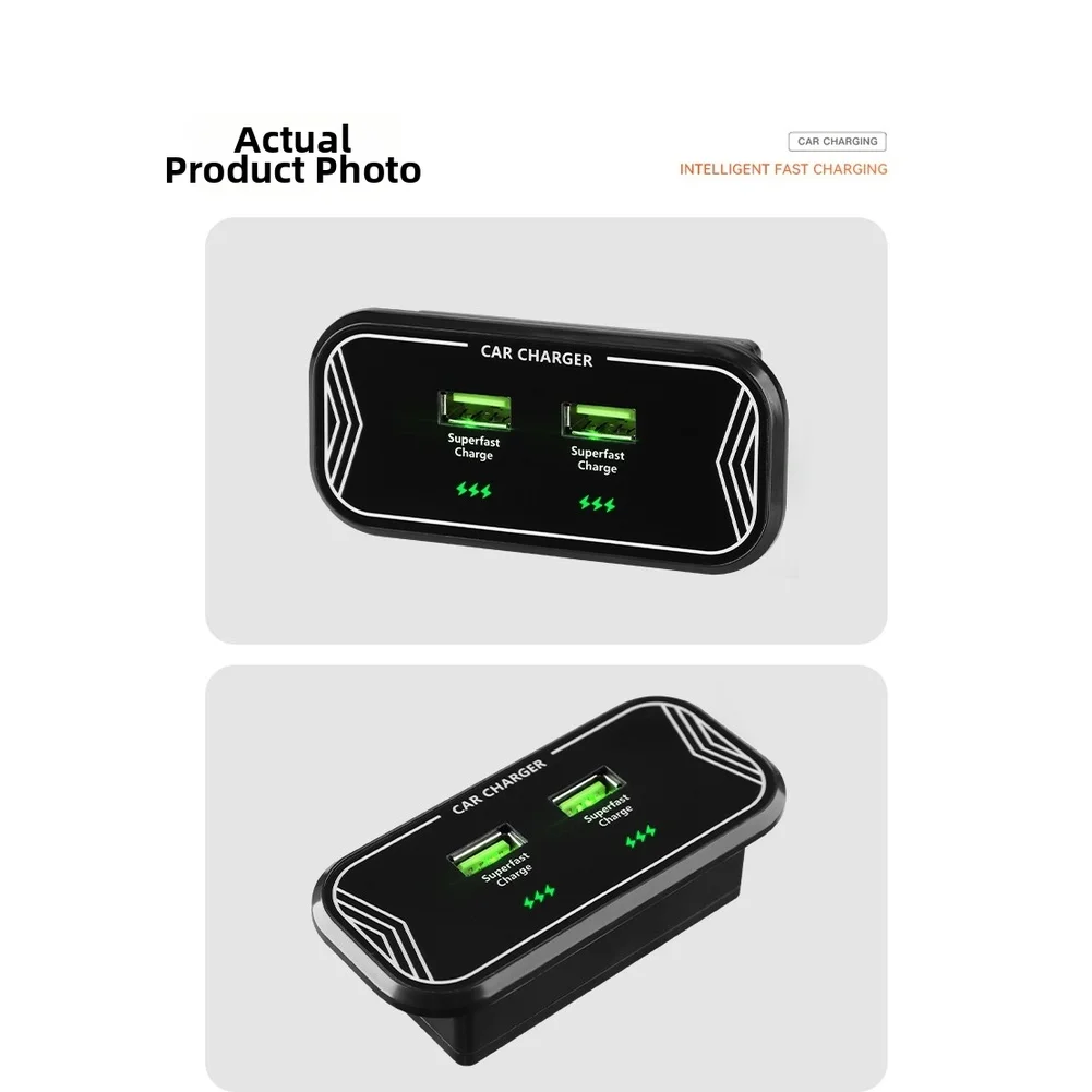 شاحن سيارة سريع مع مخرج USB مزدوج 45 وات متوافق مع مصدر طاقة السيارة 12 فولت مناسب للسيارات والمدربين