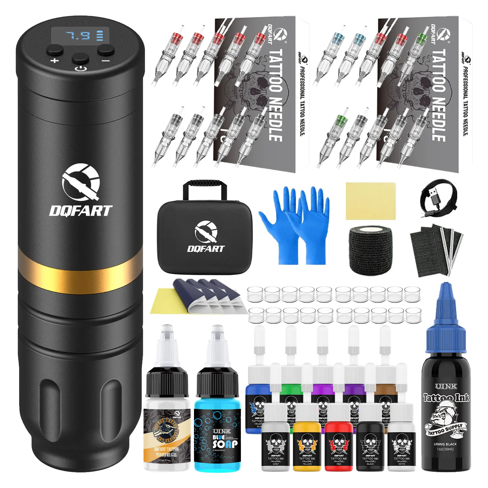 

Tattoo Kit DQFART High Quality Tattoo Pen Kit For Beginners Makeup, Tattoo Machine New Cool Tattoo Power Supply Tattoo Gun Kit