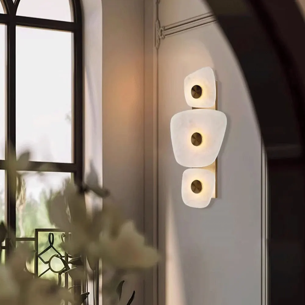 All copper light-emitting diode modern wall lamp customized marble decoration indoor living room background learning