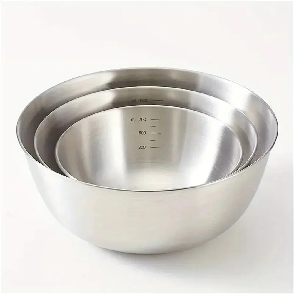 2026 Stainless Steel Mixing Bowl Set With Scale Food Storage Container for Cooking Baking Large Capacity Home Kitchen Essentials