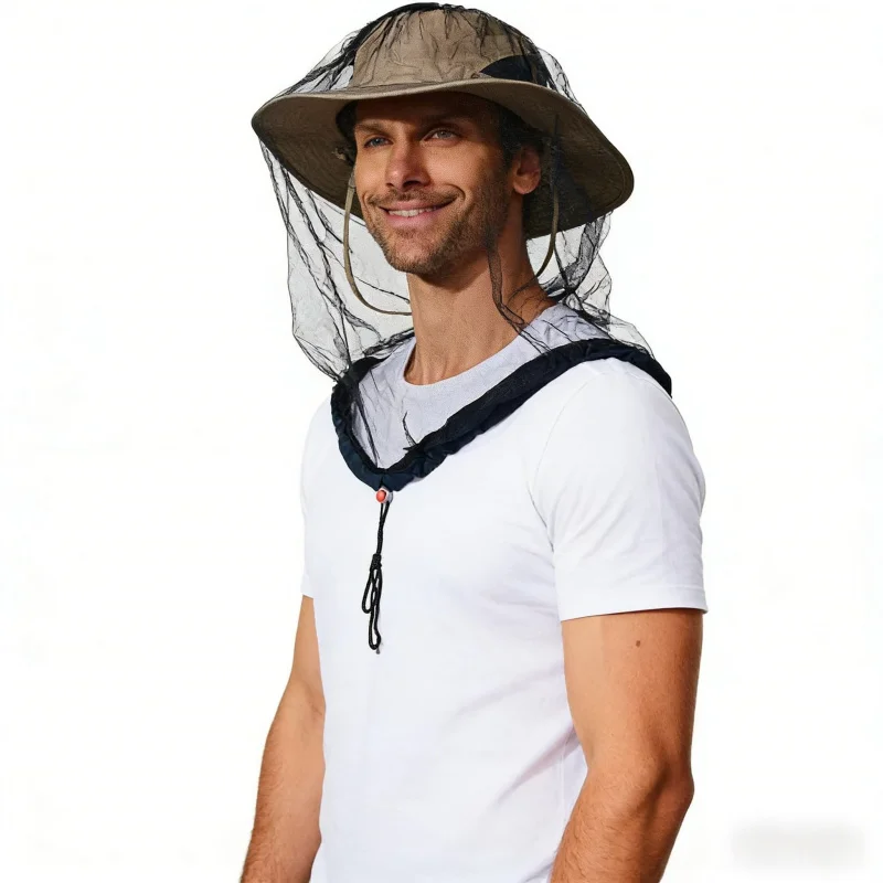 Artefacto Antimosquitos para Apicultura y Pesca con Protector Facial, Malla Transpirable para la Cabeza con Protección Solar para Uso en Exteriores