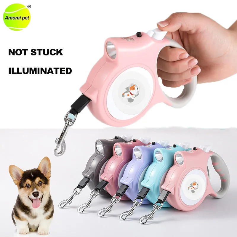 

5M Retractable Dog Leash with Light Automatic Traction Rope for Small Medium Pet Leashes Outdoor Walking Leash Dog Accessories