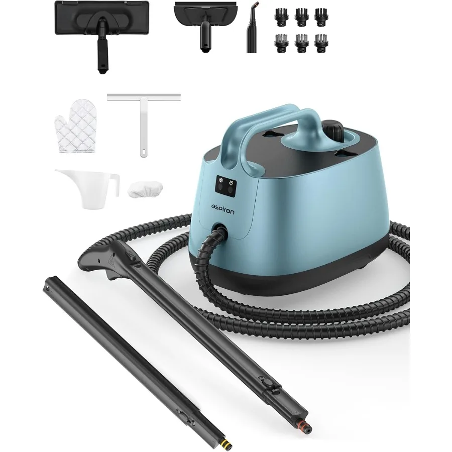 

Multipurpose Portable Canister Steamer with 21 Accessories for Chemical-free Cleaning of Carpets Upholstery Floors Car Interior
