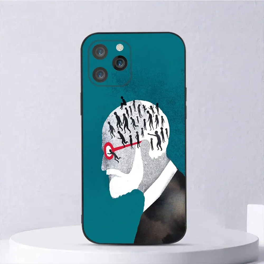 Sigmund Psychoanalysis Freud Phone Case For iPhone15,14,13,12,11,Pro,Max,Plus,Mini,X,XS,XR,8,7,6,S,Plus,SE Soft Black Case