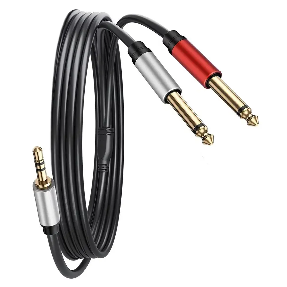 

1/8 to 1/4 Stereo Cable 3.5mm TRS to Dual 6.5mm TS Mono Y Splitter Audio Cord Adapter for PC, Amplifier, Speaker, Mixer 1.8m/6ft