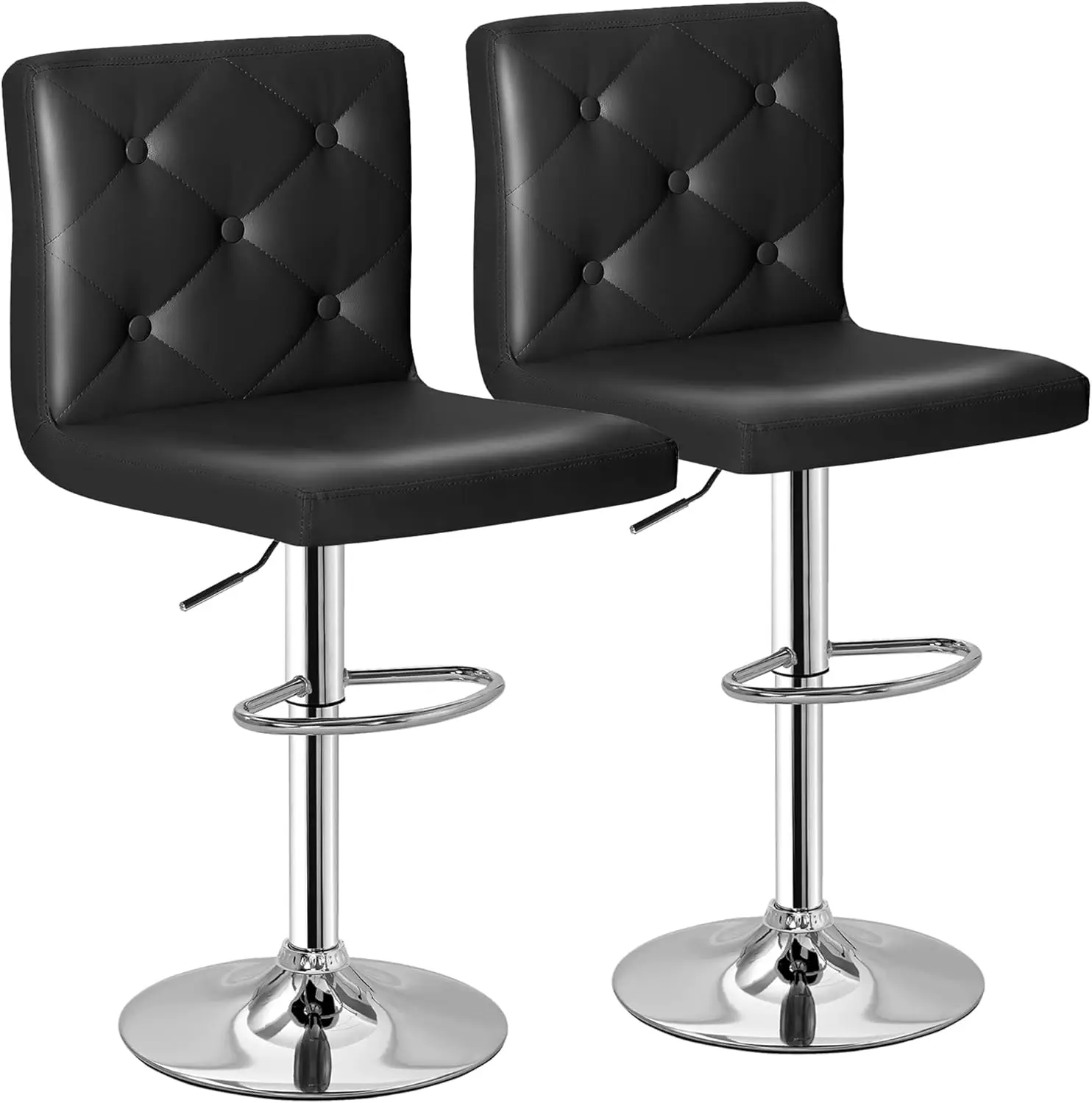 

Adjustable Bar Stools with Back, Bar Height Stools for Kitchen Counter, Bar Stools Set of 2, 17.3" D x 16.5" W x 45" H, Black