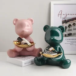 20cm Ceramic Bear Figurine Home Decoration Animal Statue Keys Storage Shelf Modern Room Sculpture Table Decor Statues Ornaments