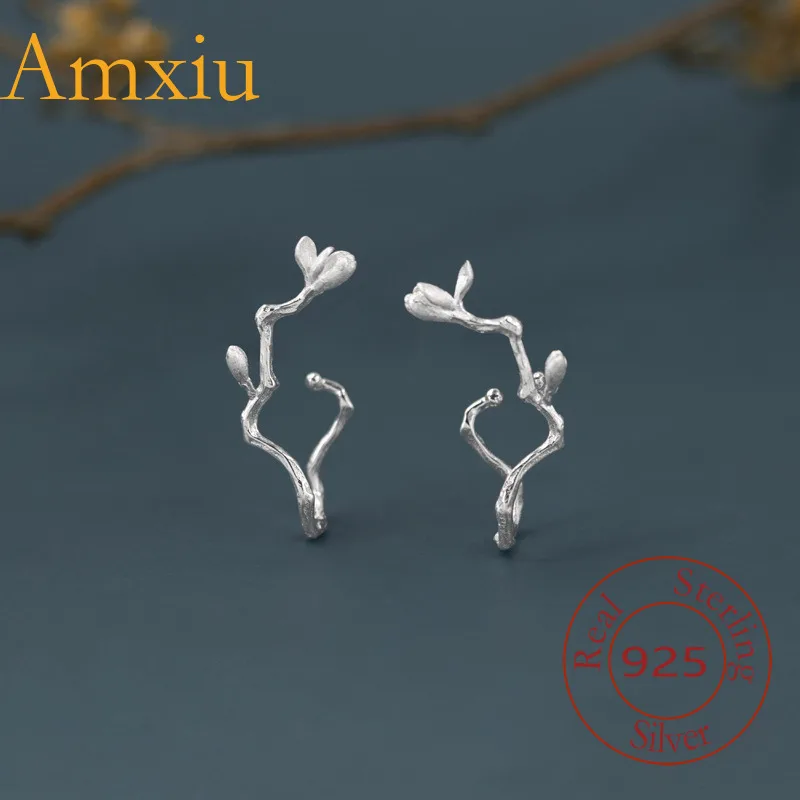 

Amxiu, стерлинговое серебро 925, трехмерный цветок магнолии, национальный тренд, новые манжеты в китайском стиле, элегантные, без пирсинга