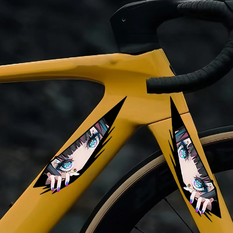 2 TEILE/SATZ Bike Otaku – Themed „Anime Girl Eyes“ Fahrradaufkleber, Stand-Out-Fahrradaufkleber, unverwechselbares Fahrrad-Styling-Artikel