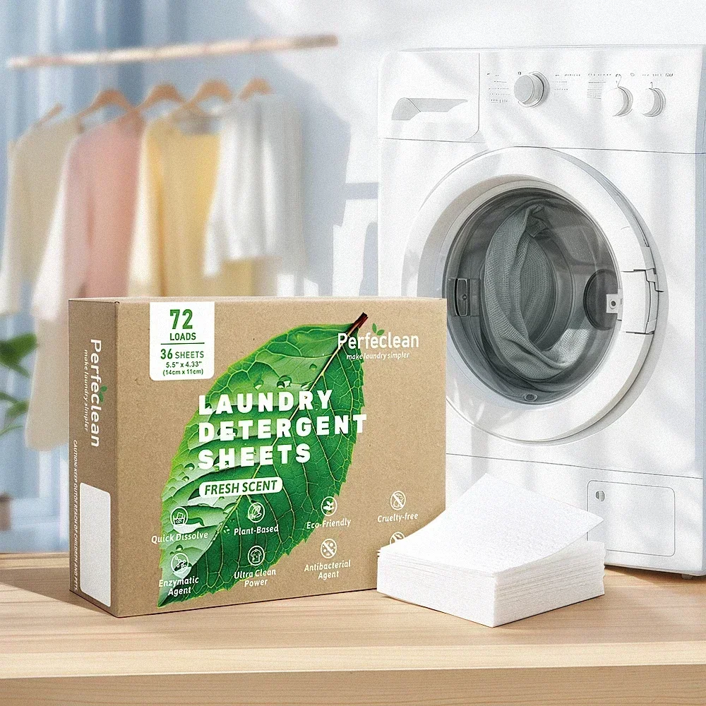 Perfeclean 3 Packs Bundle Eco-Friendly Multifunctional Disposable Laundry Detergent Sheets Solid Cleaning Strip for Laundry