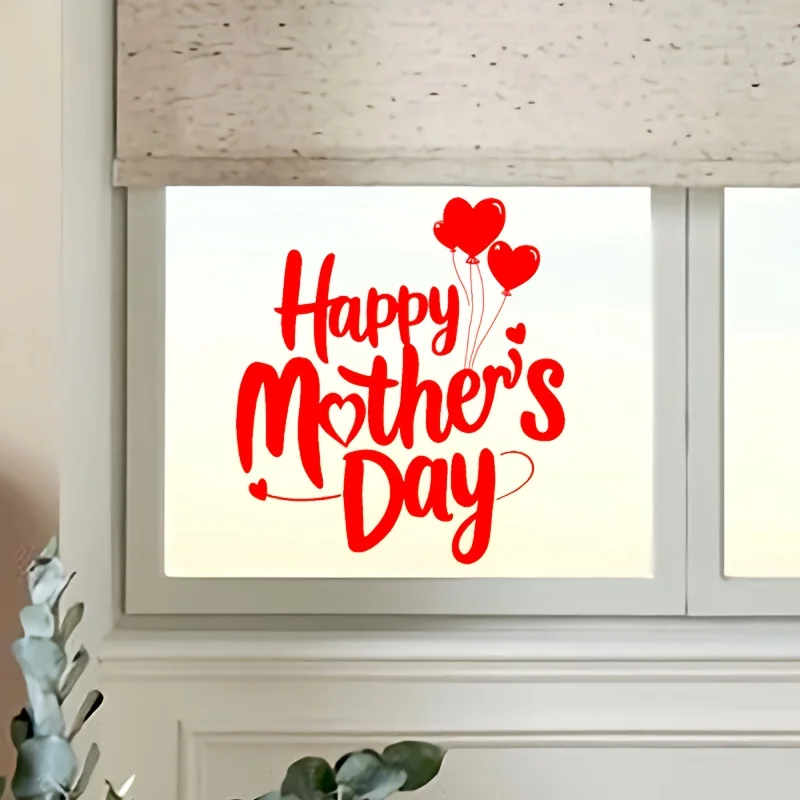 1pc Mother's Day Heart Balloon Art Word Wall & Window Sticker,Self-Adhesive Sticker,Suitable for Windows,Store Window,LivingRoom