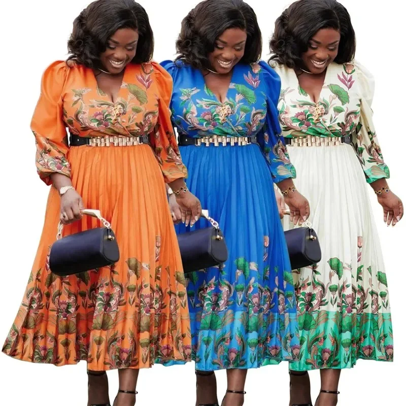 

Новинка 2023 года, африканские платья для женщин, одежда Dashiki Ankara с цветочным принтом, традиционный халат Базен, африканская мода