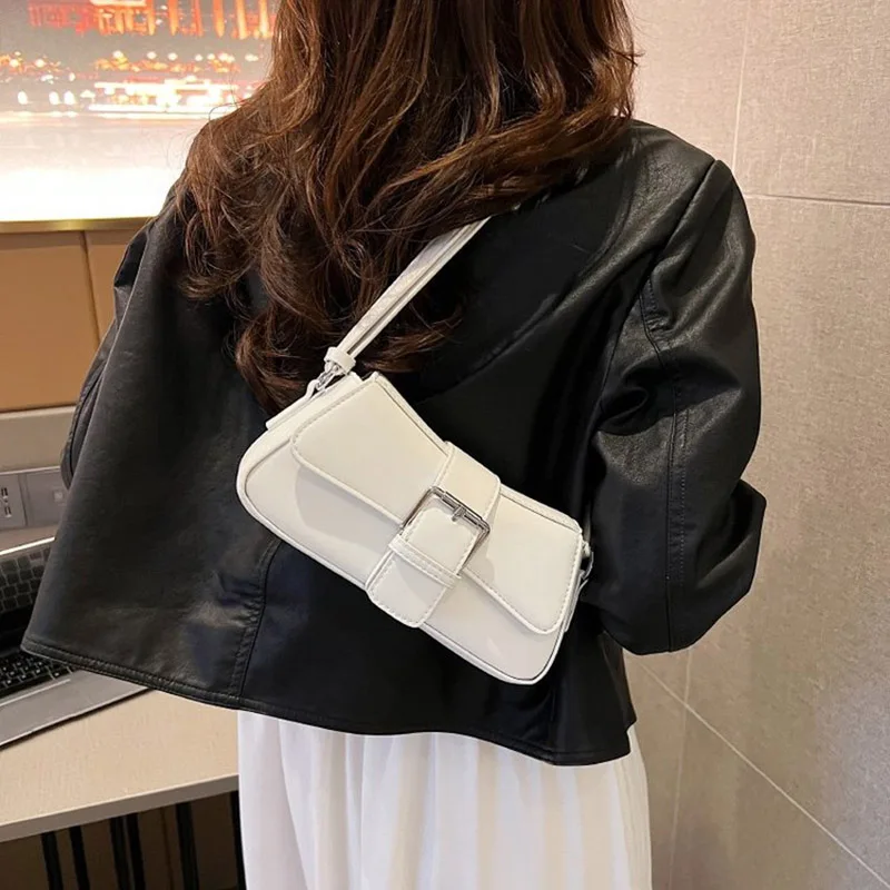 Solid color Leather Crossbody Bags For Women Luxury Designer Underarm Shoulder Bag 2024 Trend Fashion Lady Handbags and Purses