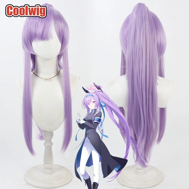 coolwig-人工毛白石宇多恵コスプレウィッグブルーアーカイブ白石宇多恵-80-センチメートルライトパープルポニーテールウィッグ耐熱