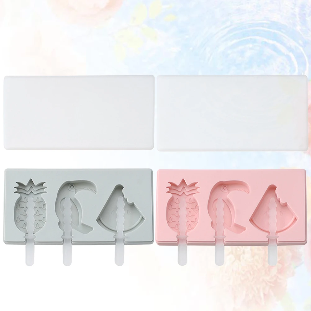

3pcs 2 Sets Ice Cream Mold Popsicle Maker Silicone Fruit Bird Shape Reusable Easy Clean DIY Home Use Kitchen Bar Tools
