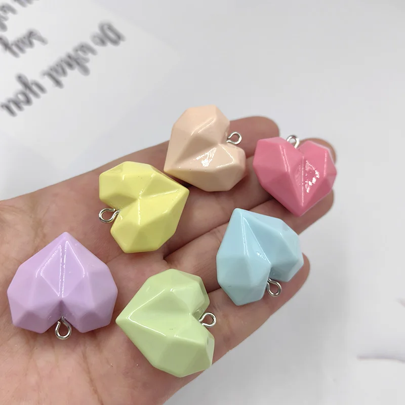 10pcs Kawaii Big Love Heart Charms for Jewelry Making Cute Colorful Flatback Pendants Diy Phone Case Keychain Necklace Finding