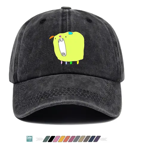 1pc Fluorescent Green Cartoon Monster Print Baseball Cap Cute Funny Sun Hat Fashion Trend Hat Unisex Adjustable Duck Tongue Hat