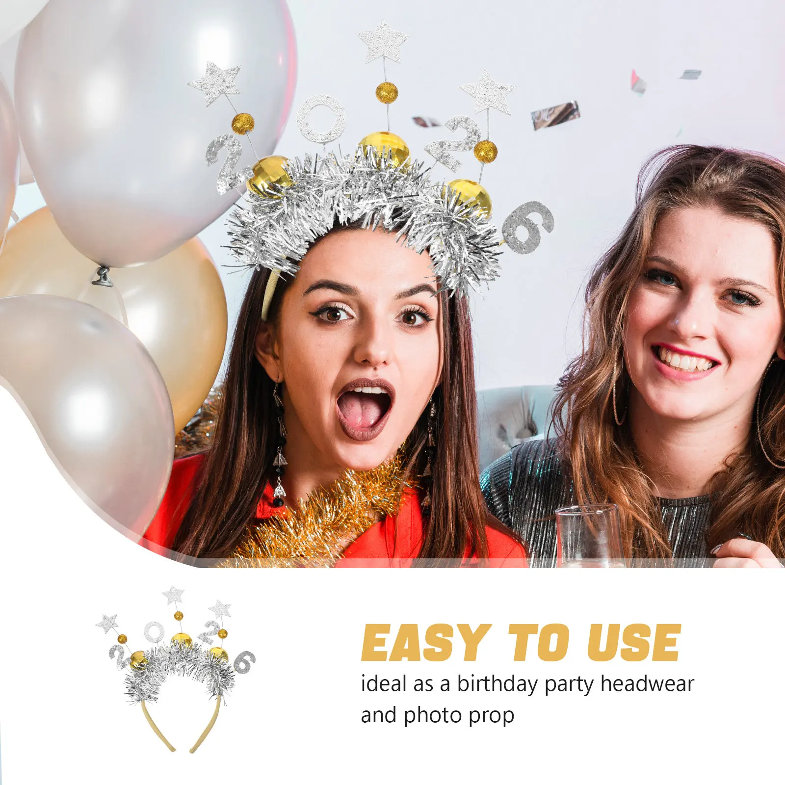 

2Pcs New Year Party Headbands Retro Disco Ball Design Lightweight Comfortable New Years Eve Hair Accessories for Women