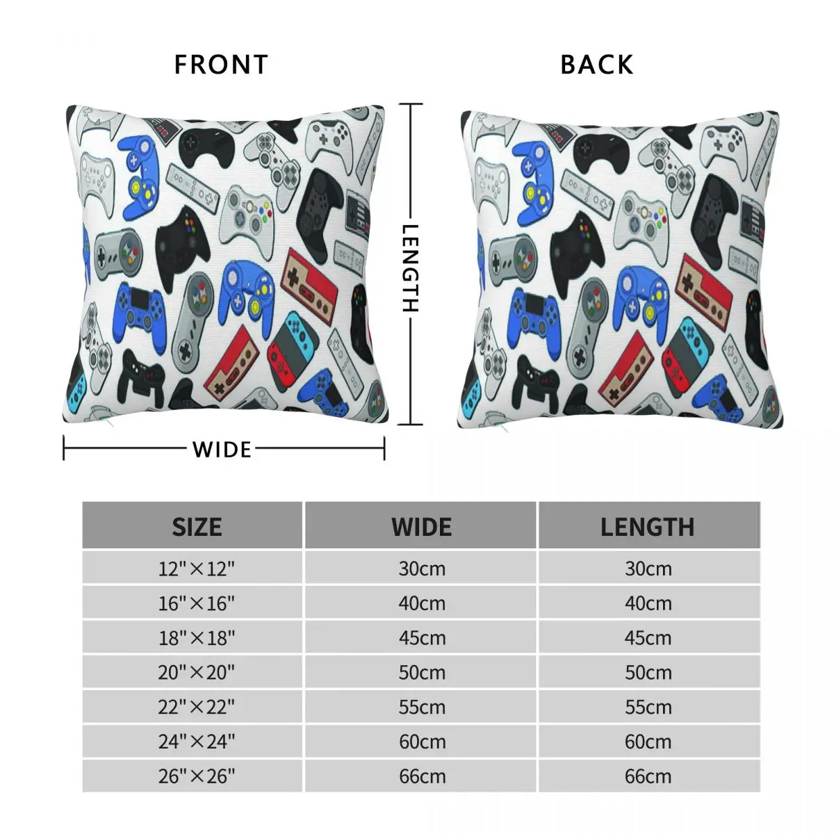 Video Game Controllers Square Pillowcase Polyester Linen Velvet Printed Zip Decor Throw Pillow Case Home Cushion Cover