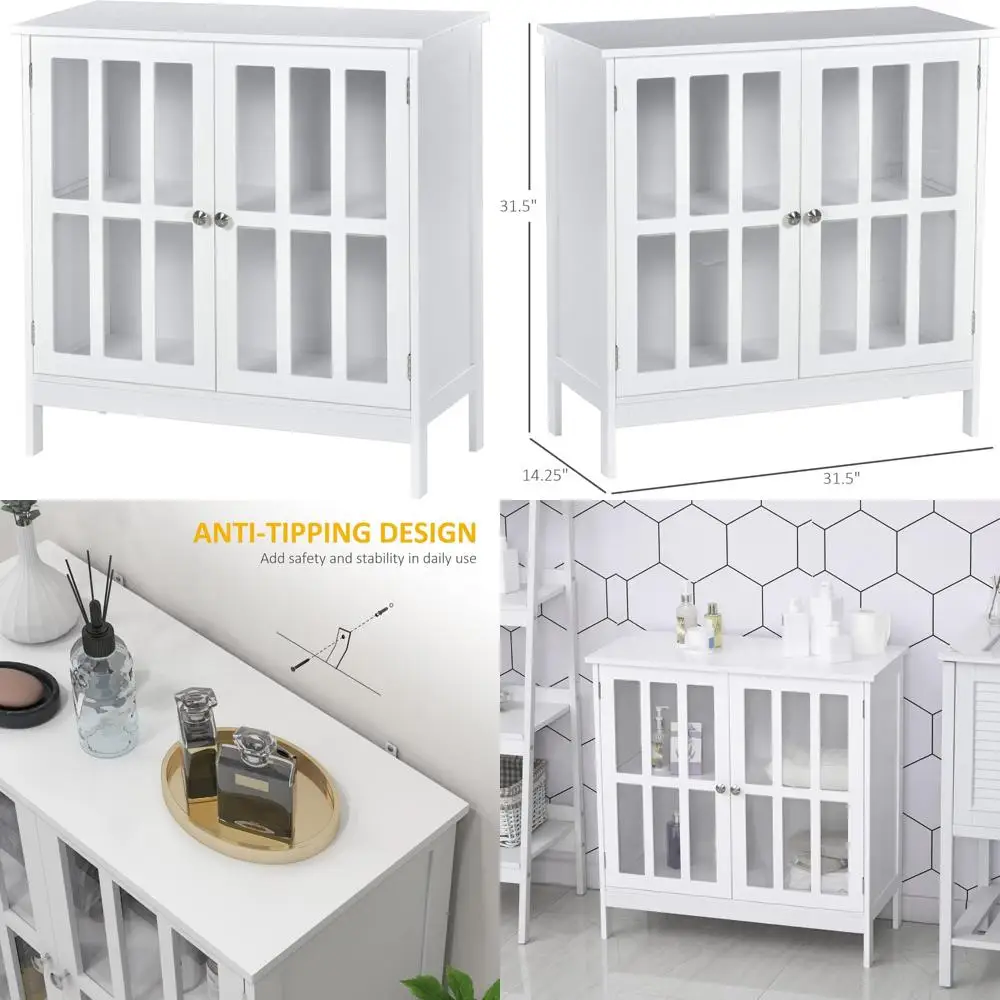 

Multifunction White Buffet Cabinet with Doors for Kitchen and Living Room Storage Console