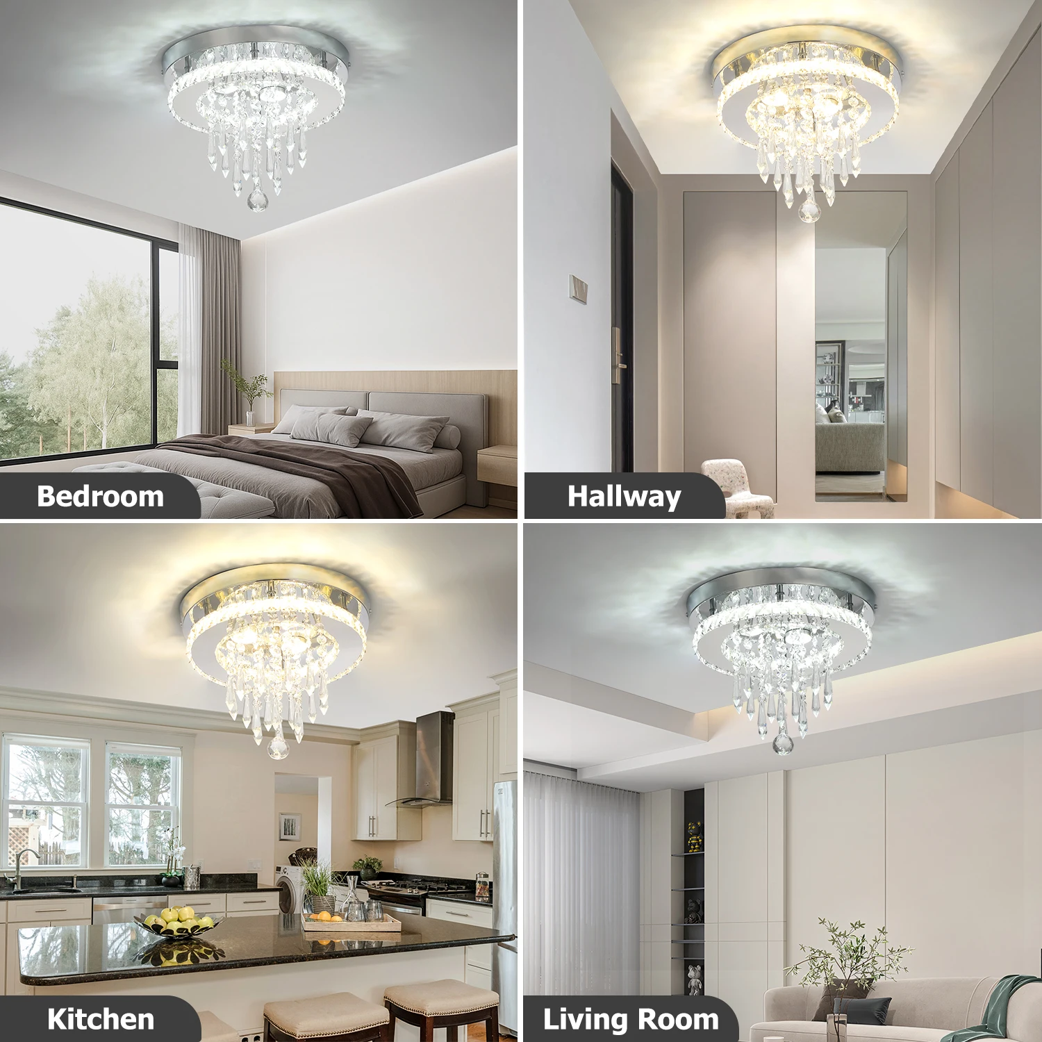 LED كريستال مصباح السقف عكس الضوء أضواء السقف كريستال الثريا قلادة غرفة المعيشة غرفة نوم المدخل غرفة الطعام المطبخ #3