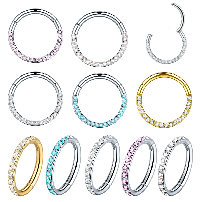 1PC 16G kolczyki koła ze stali chirurgicznej dla kobiet 6/8/10/12mm CZ betonowa mała spirala Piercing Tragus chrząstka Piercing biżuteria do ciała
